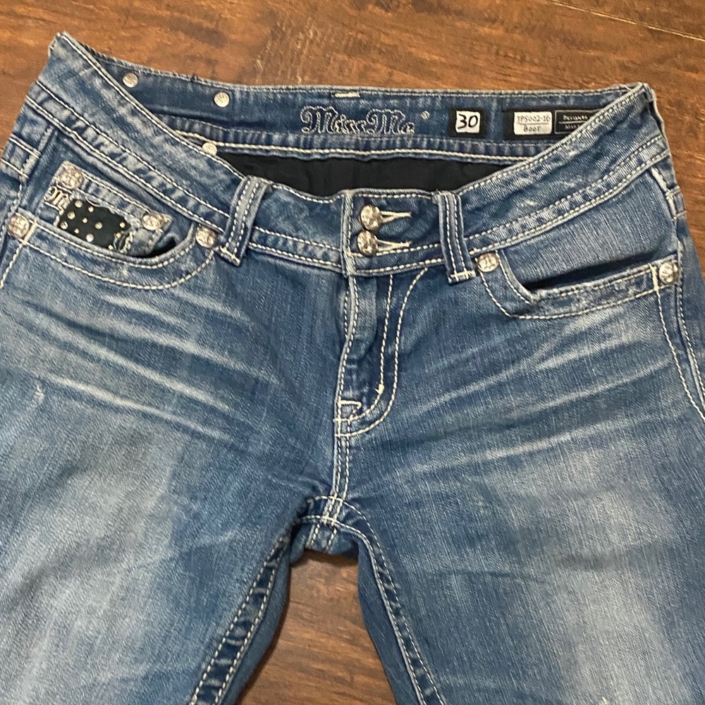 Miss Me Women's Distressed Blue Boot Cut Jeans